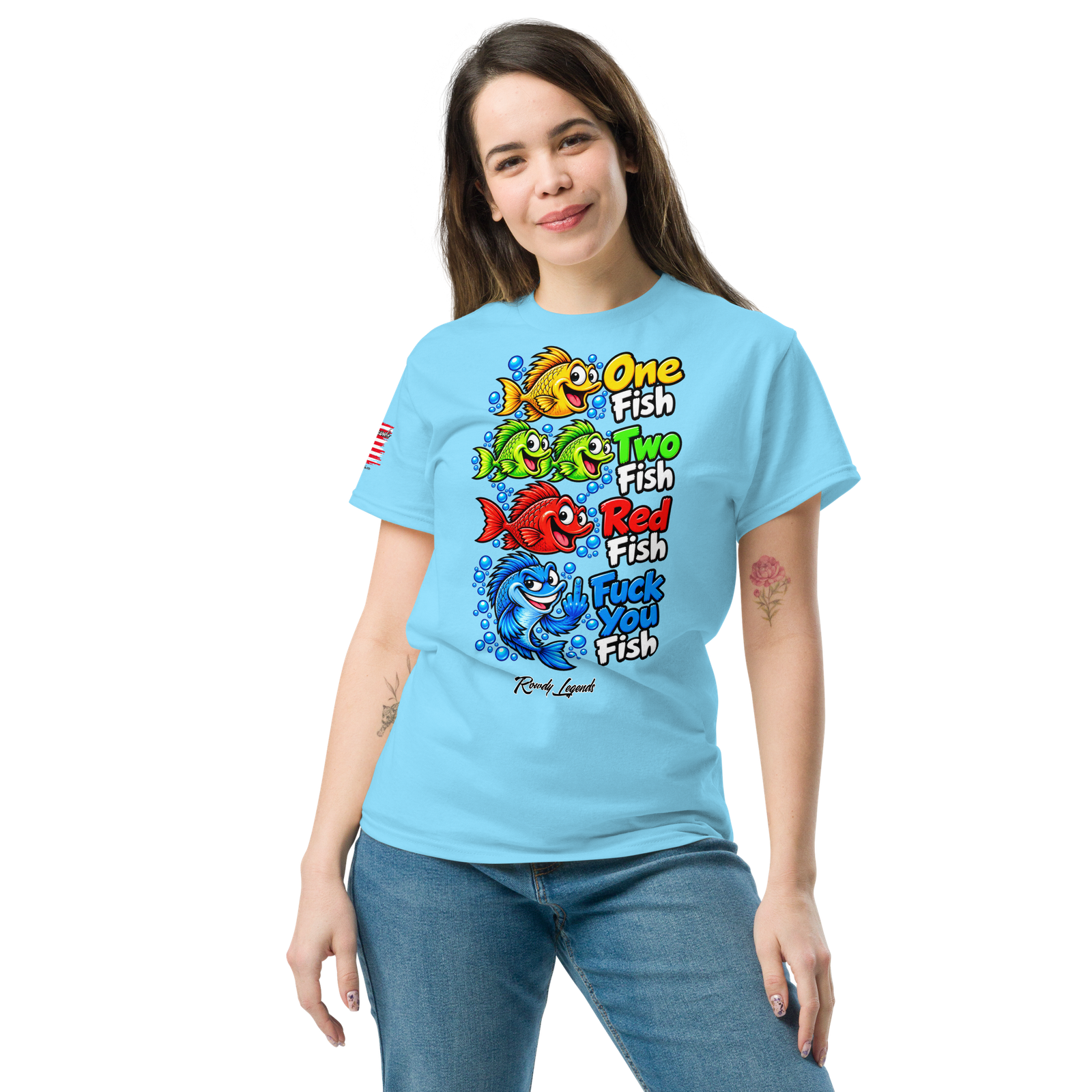 Rowdy Legends Funny "Fuck You Fish" Unisex Classic Tee - Image 82