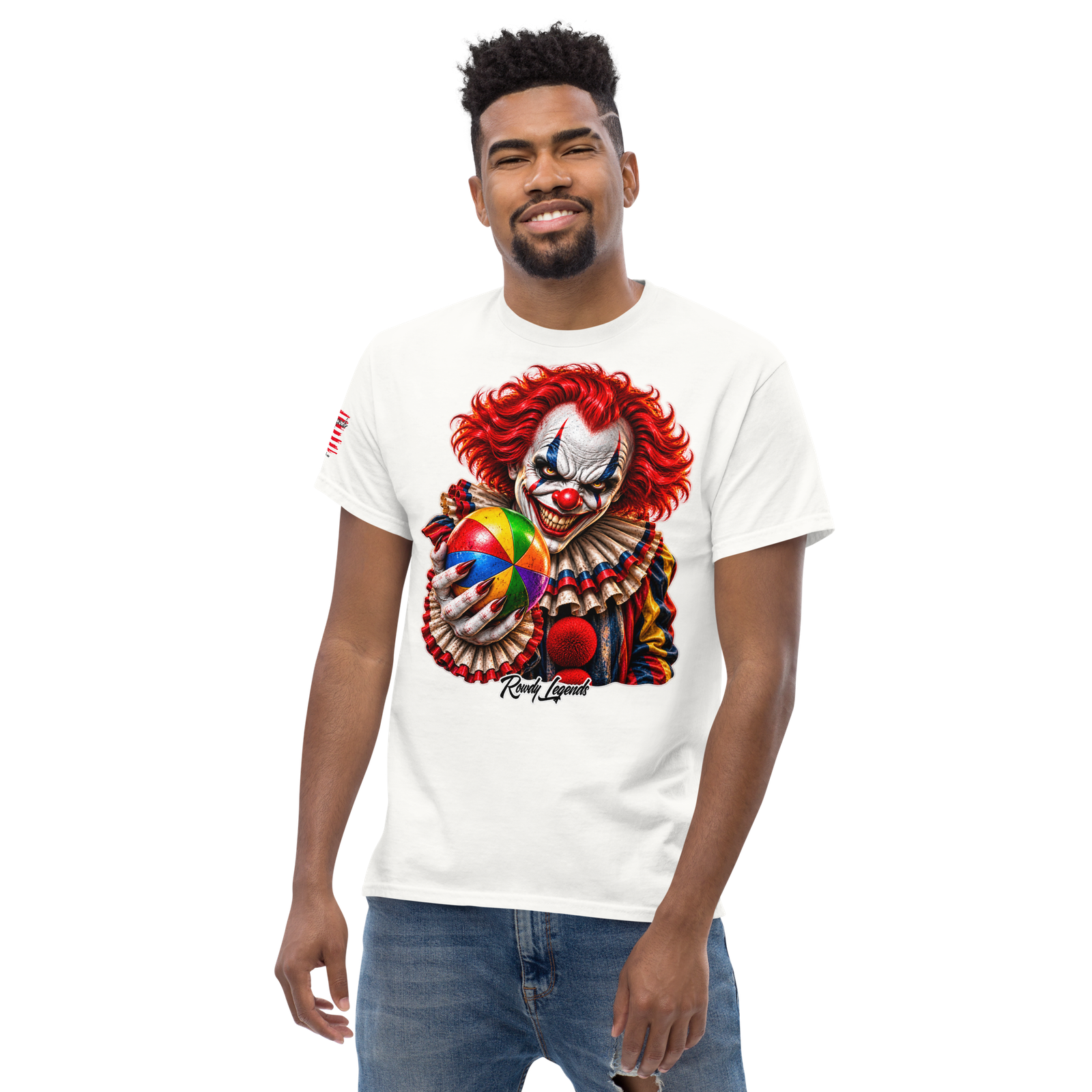 Rowdy Legends "Clown Holding A Colorful Ball" Unisex Classic Tee - Image 48
