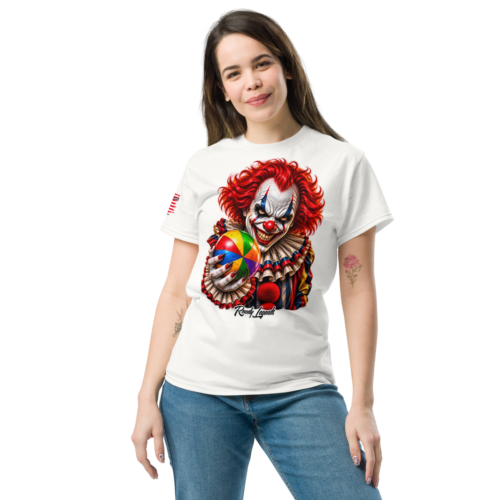 Rowdy Legends "Clown Holding A Colorful Ball" Unisex Classic Tee - Image 46
