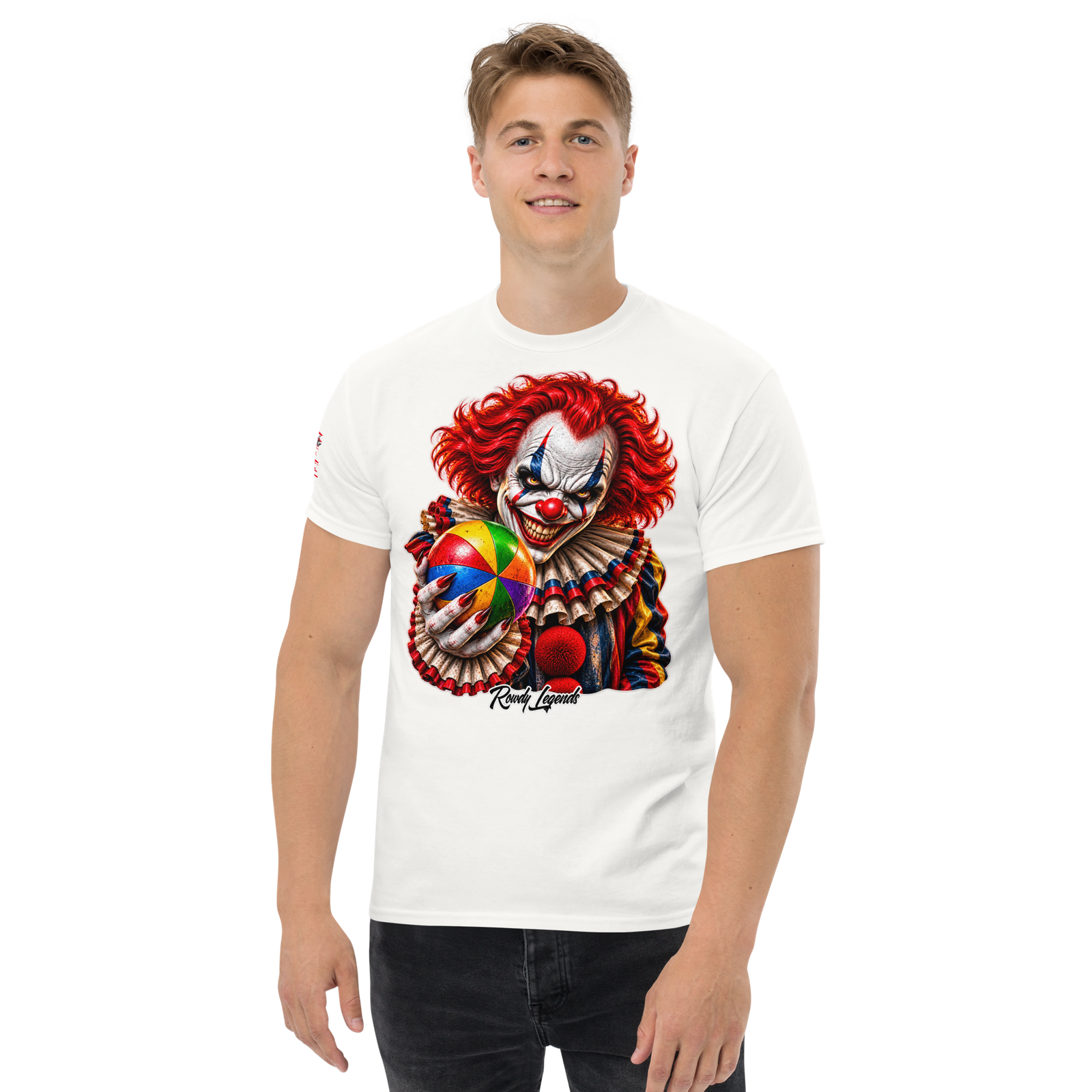 Rowdy Legends "Clown Holding A Colorful Ball" Unisex Classic Tee - Image 47