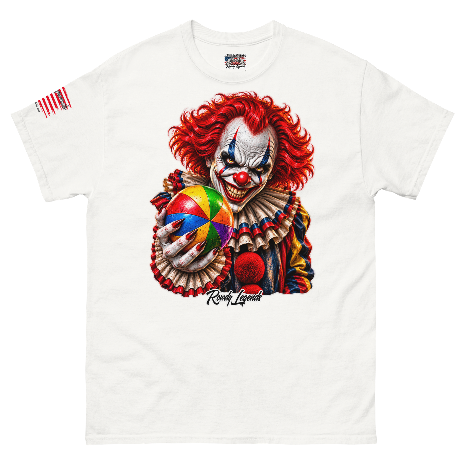 Rowdy Legends "Clown Holding A Colorful Ball" Unisex Classic Tee - Image 51