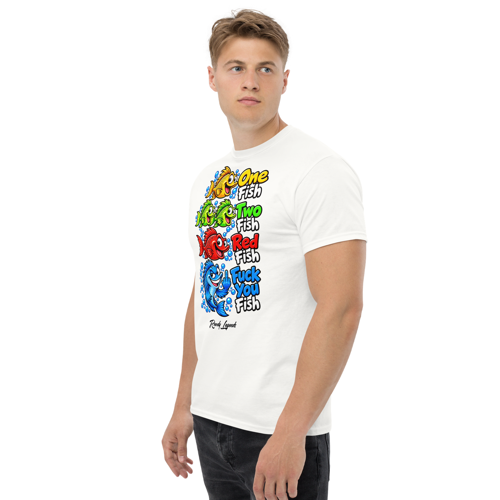 Rowdy Legends Funny "Fuck You Fish" Unisex Classic Tee - Image 88