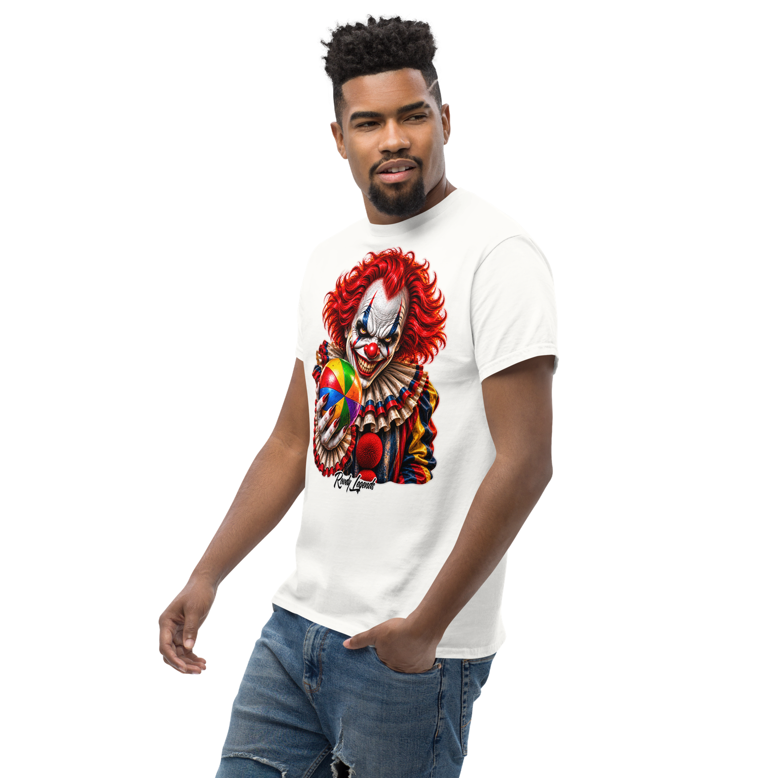 Rowdy Legends "Clown Holding A Colorful Ball" Unisex Classic Tee - Image 42