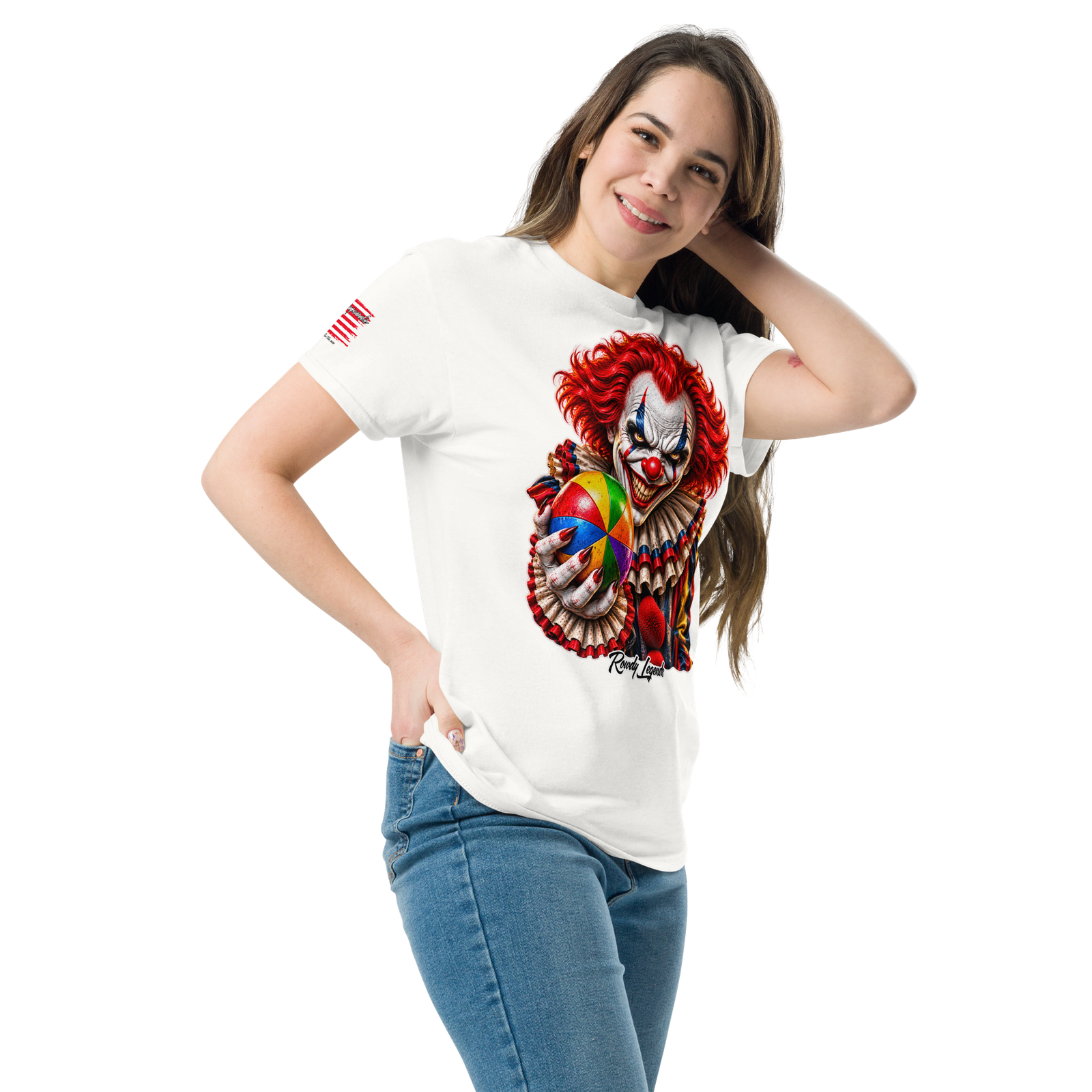 Rowdy Legends "Clown Holding A Colorful Ball" Unisex Classic Tee - Image 45
