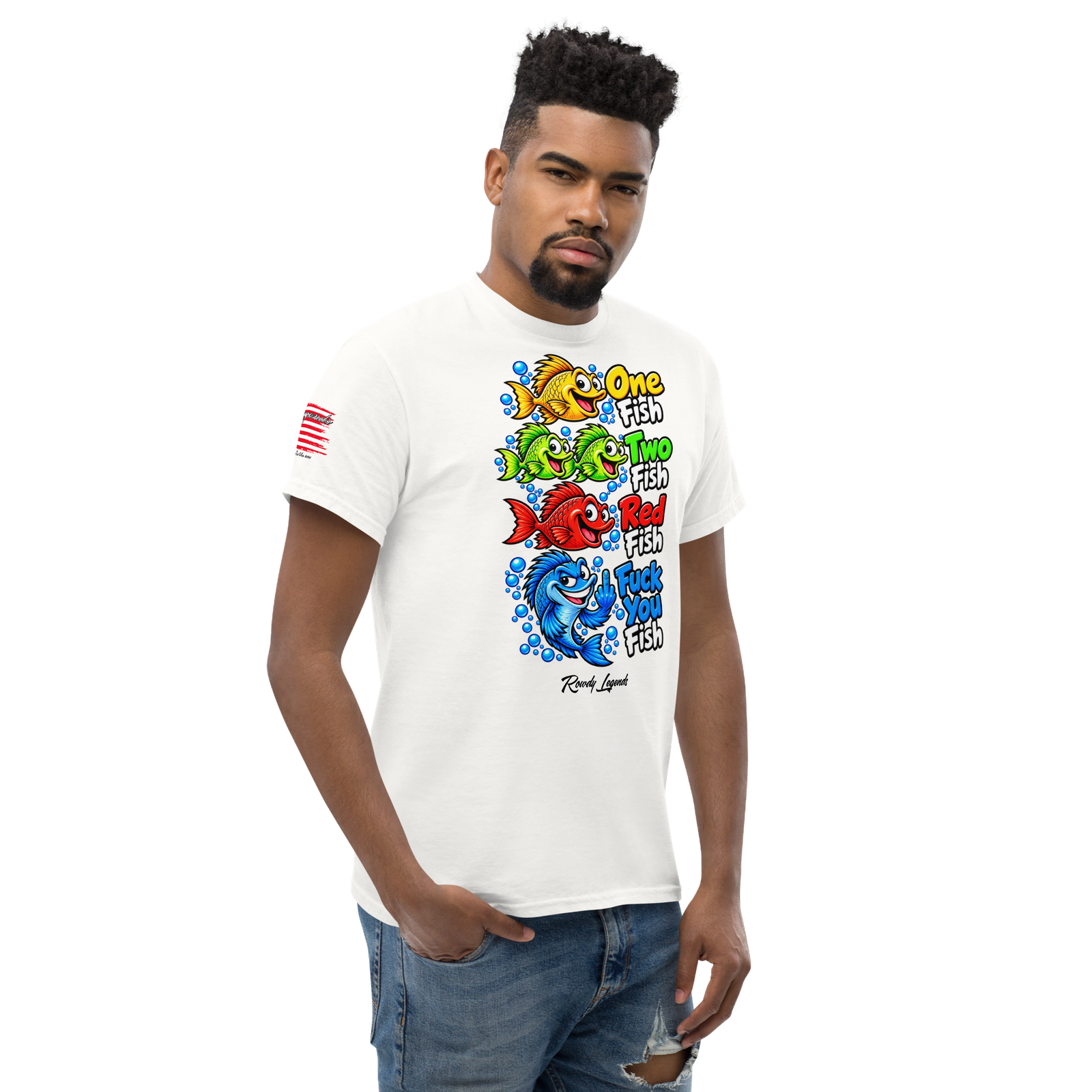 Rowdy Legends Funny "Fuck You Fish" Unisex Classic Tee - Image 89