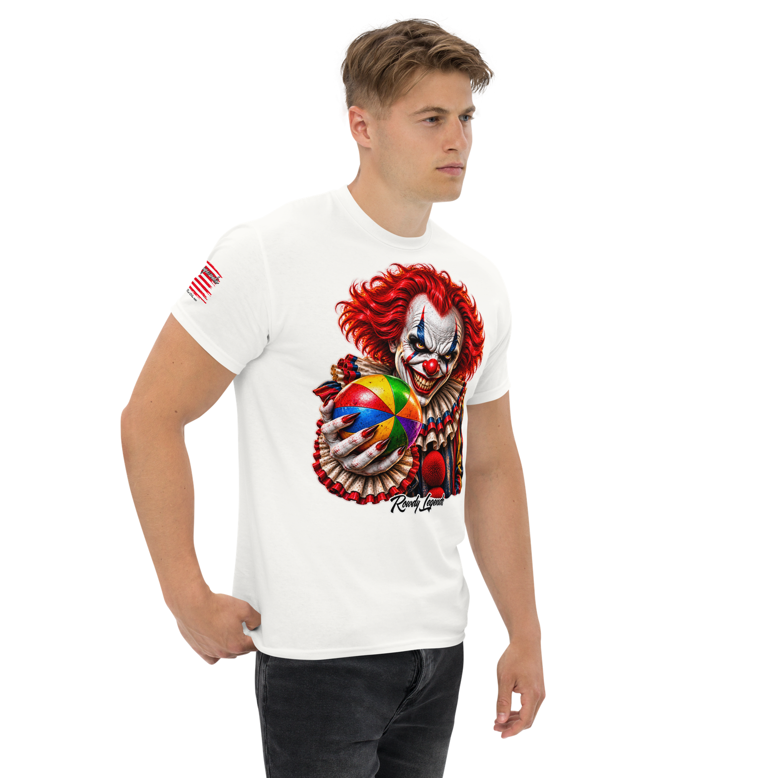 Rowdy Legends "Clown Holding A Colorful Ball" Unisex Classic Tee - Image 38