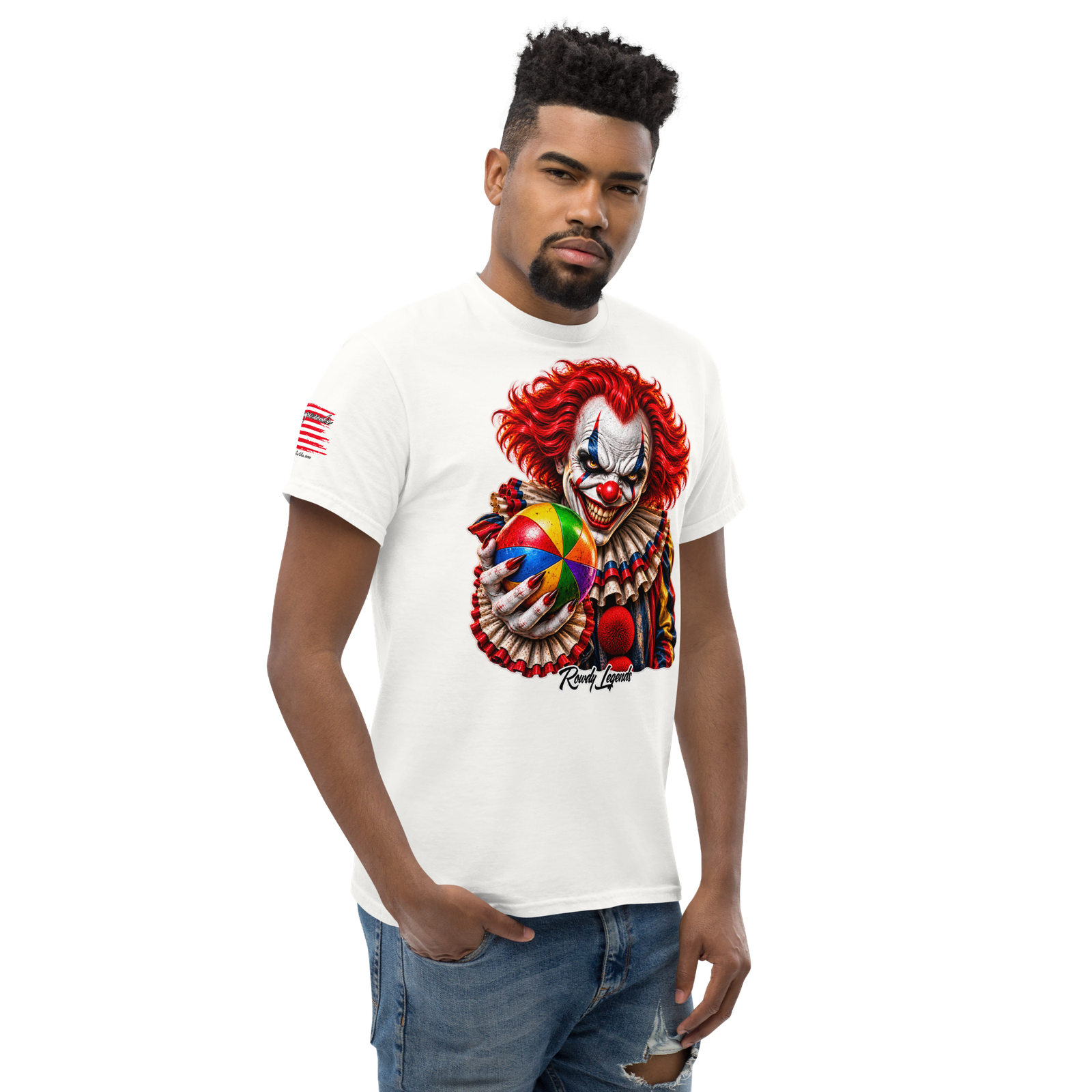 Rowdy Legends "Clown Holding A Colorful Ball" Unisex Classic Tee - Image 43